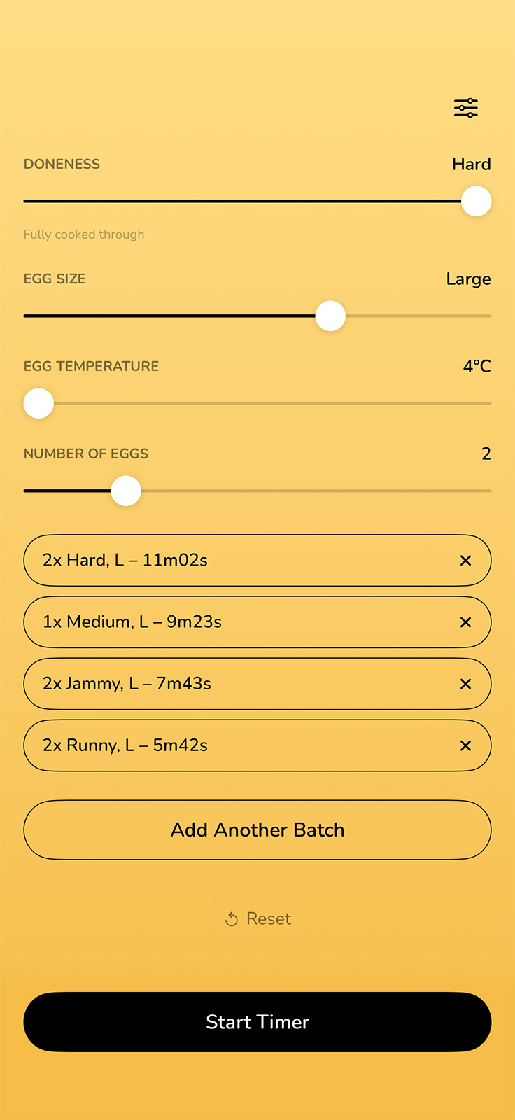 Default timer screen